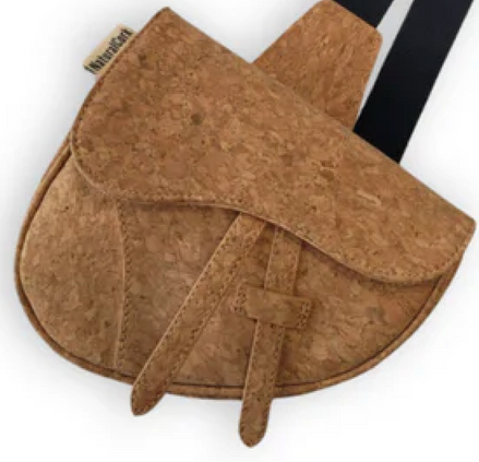 Brown cork saddle bag with straps 