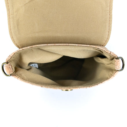 Interior view cork crossbody phone bag