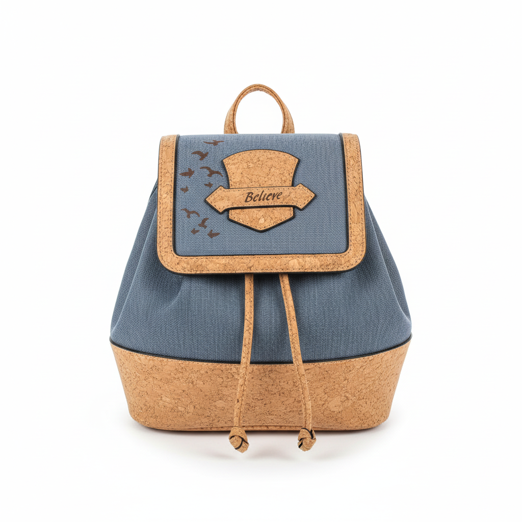 Believe Cork Backpack White Background