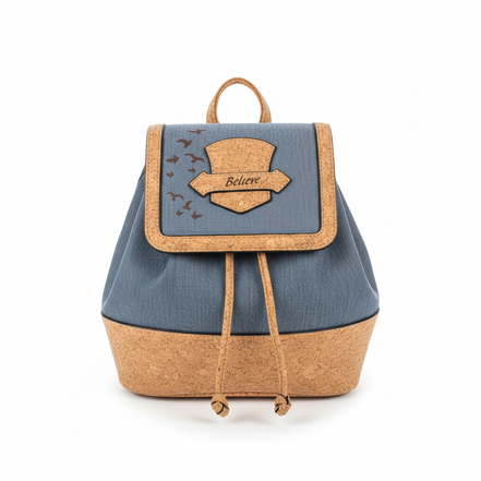 Believe Cork Backpack White Background