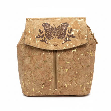 Botanical Butterfly Cork Backpack White Background
