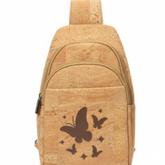 Cork Butterfly Sling Backpack on White Background