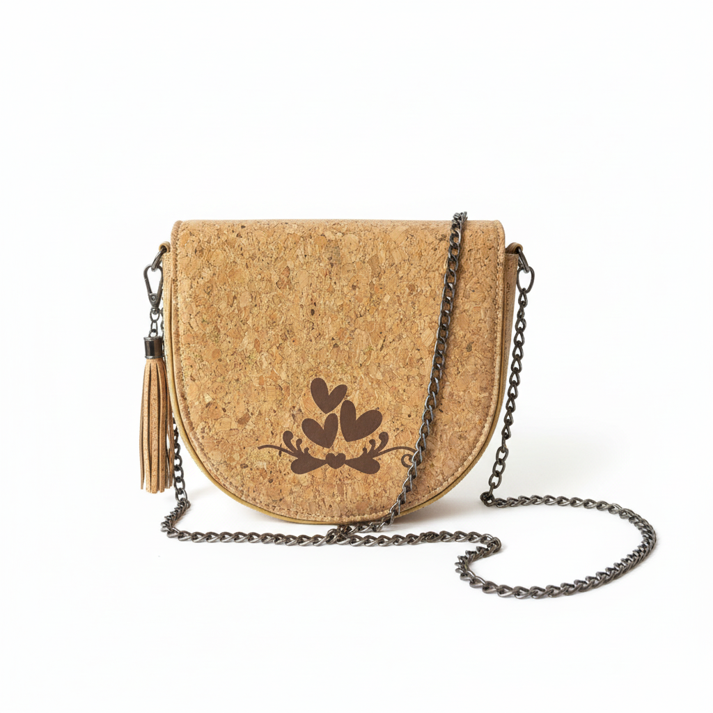 Cork Crossbody Purse on White Background