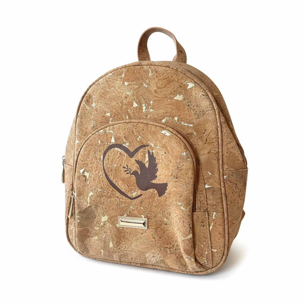 Cork Dove Backpack on White Background