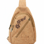 Cork Floral Sling Backpack on White Background