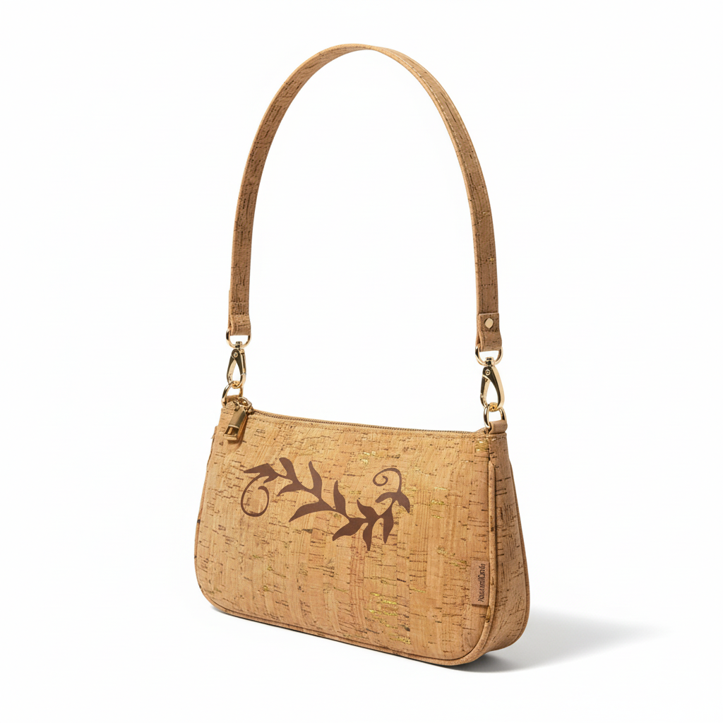 Cork Shoulder Bag on White Background