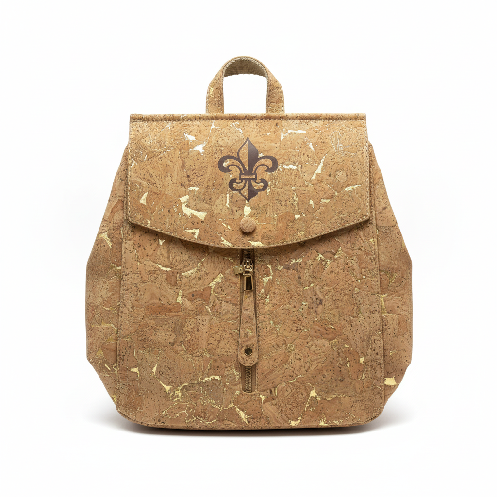 Fleur-de-Lis Cork Backpack White Background