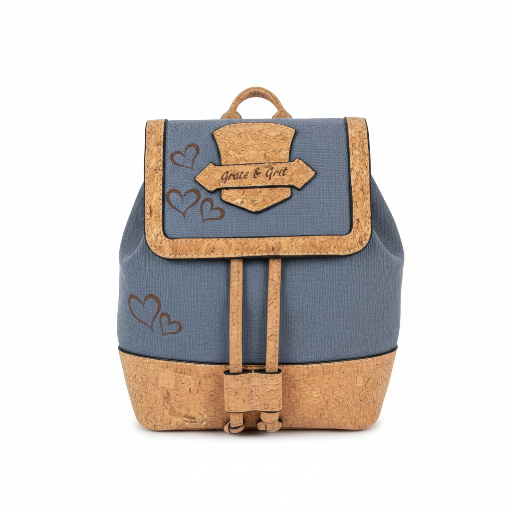 Grace and Grit Cork Backpack White Background