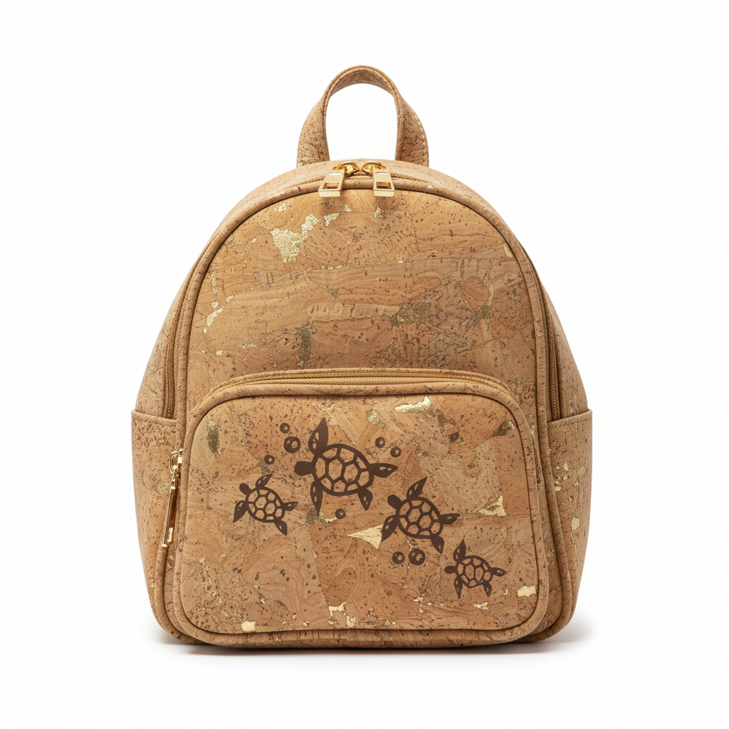 Sea Turtle Cork Backpack White Background